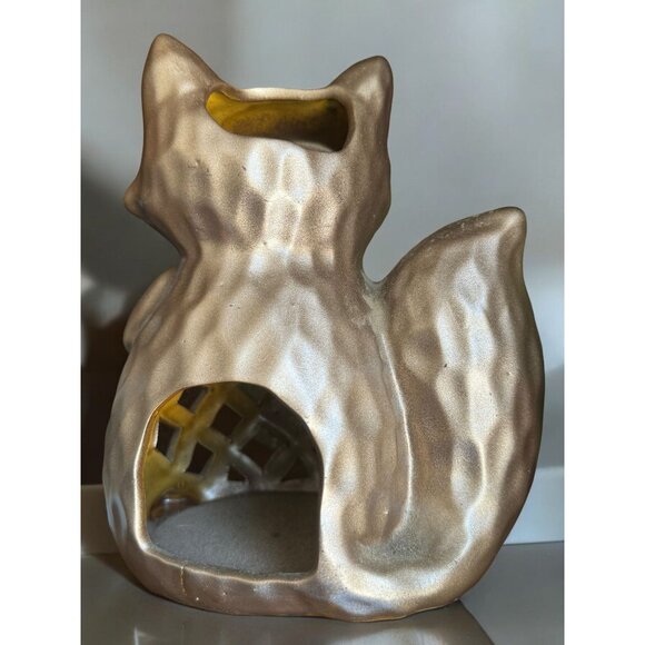 Bronze Finish Ceramic Raccoon Candle Holder - Picture 3 of 8